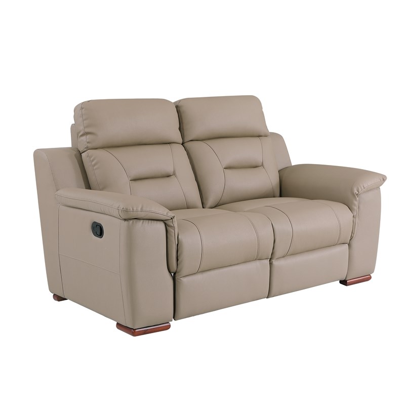 Titan Furnishings Modern Faux Leather Sofa and Loveseat in Beige