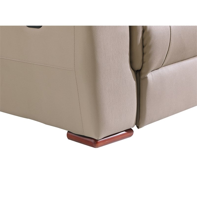 Titan Furnishings Modern Faux Leather Sofa and Loveseat in Beige