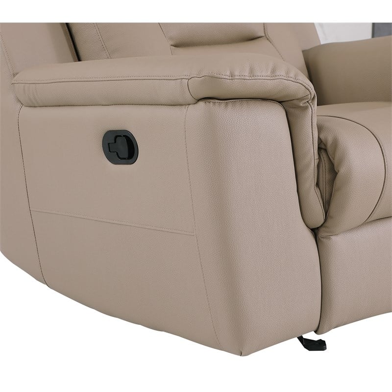 Titan Furnishings Modern Faux Leather Sofa and Loveseat in Beige