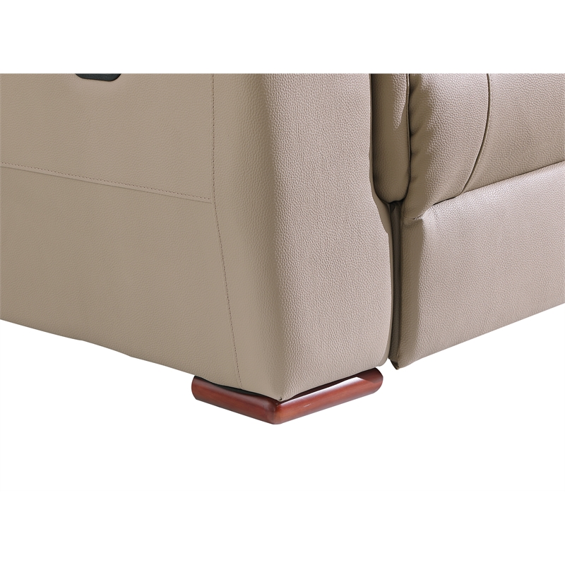 Titan Furnishings Modern Faux Leather Upholstered Loveseat in Beige