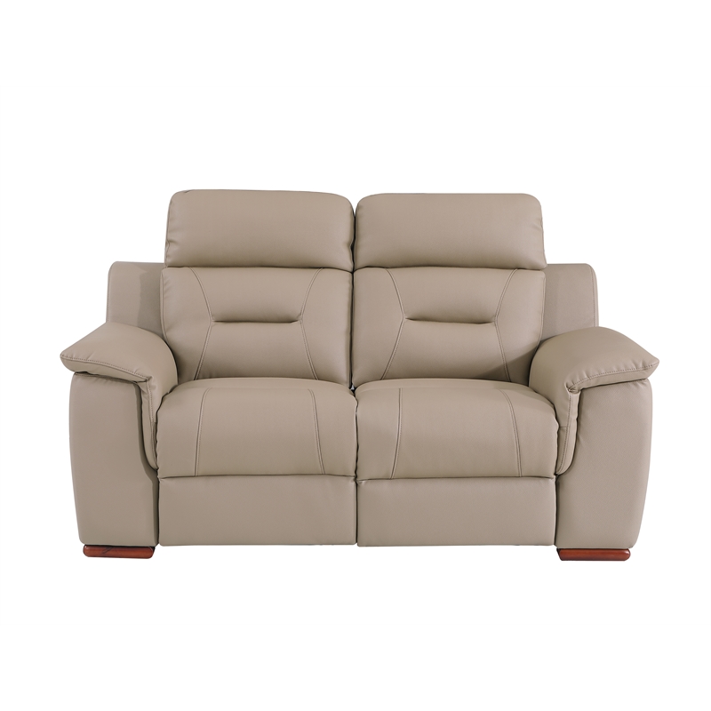 Titan Furnishings Modern Faux Leather Upholstered Loveseat in Beige