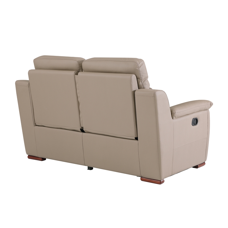 Titan Furnishings Modern Faux Leather Upholstered Loveseat in Beige