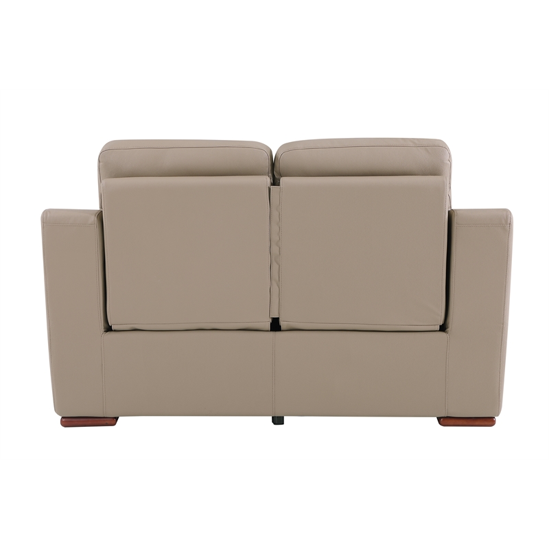 Titan Furnishings Modern Faux Leather Upholstered Loveseat in Beige