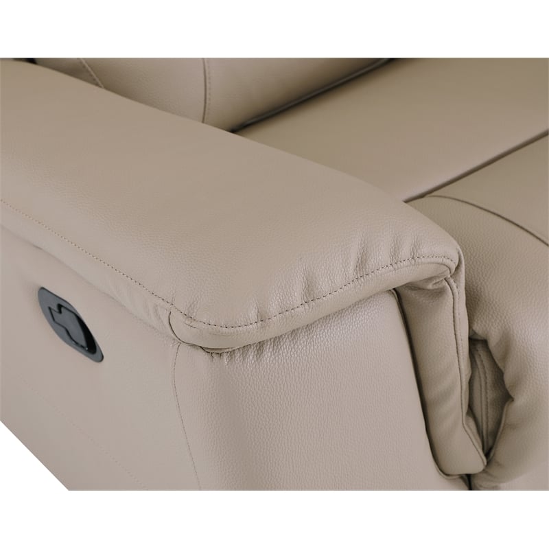 Titan Furnishings Modern Faux Leather Upholstered Loveseat in Beige