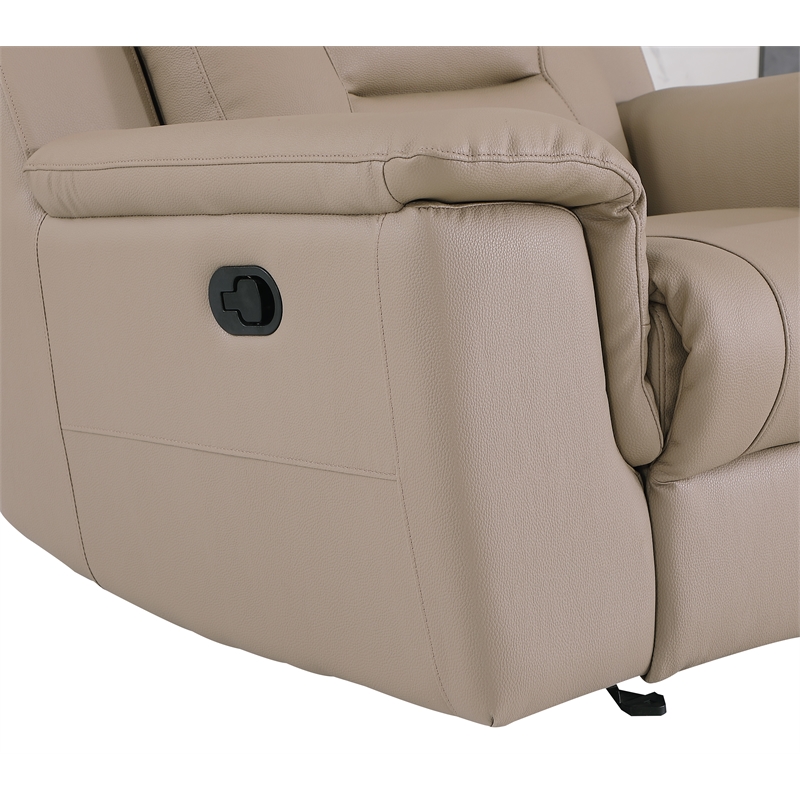 Titan Furnishings Modern Faux Leather Upholstered Loveseat in Beige