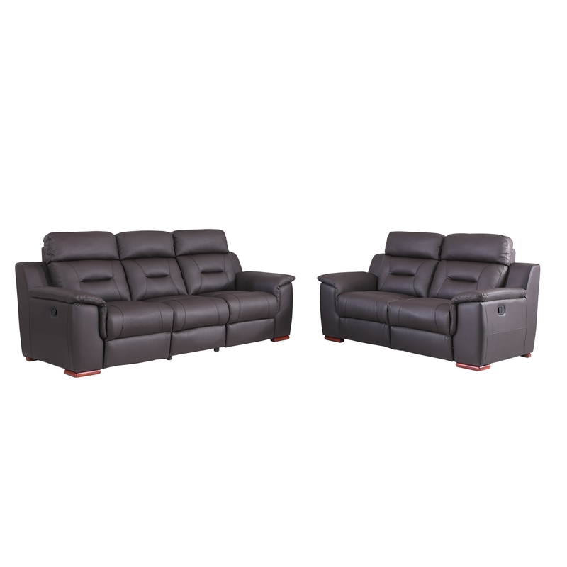 Titan Furnishings Modern Leather Upholstered Sofa & Loveseat Set in Brown