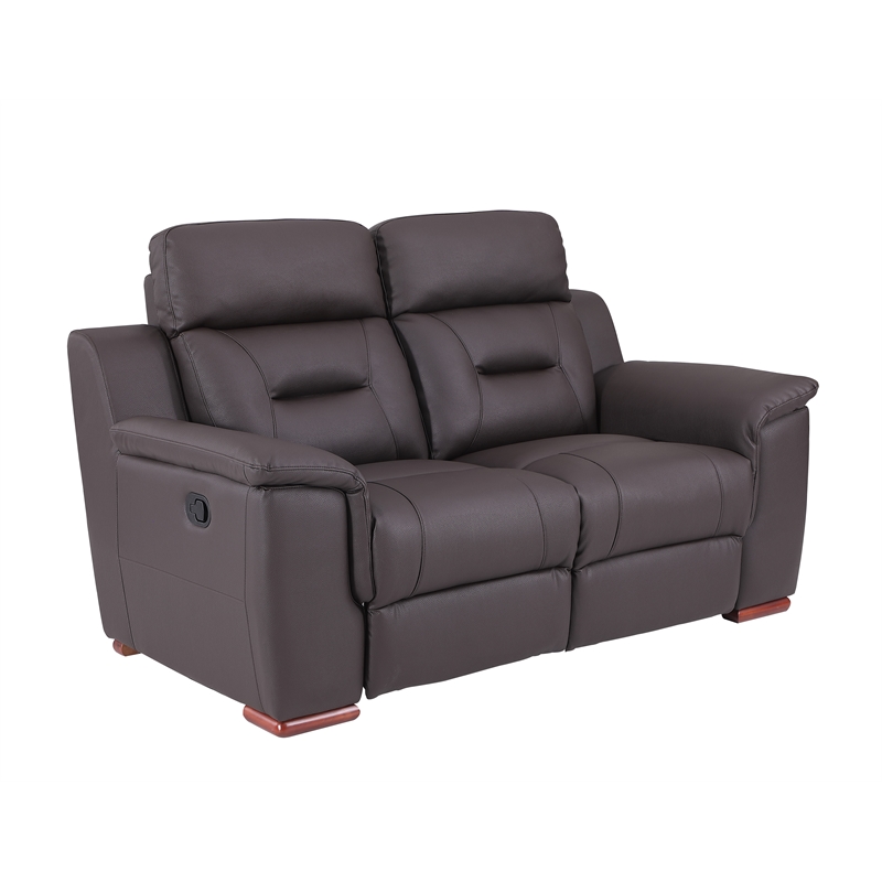 Titan Furnishings Modern Faux Leather Upholstered Loveseat in Brown