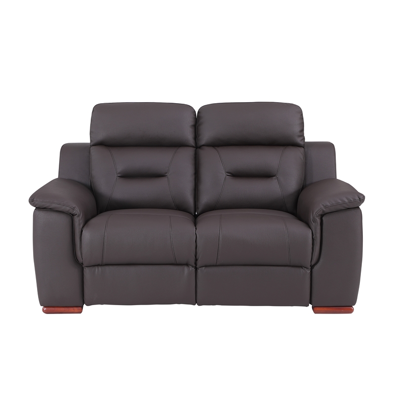 Titan Furnishings Modern Faux Leather Upholstered Loveseat in Brown