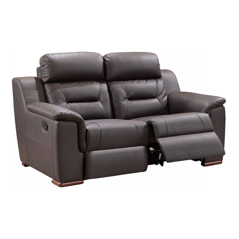 Titan Furnishings Modern Faux Leather Upholstered Loveseat in Brown