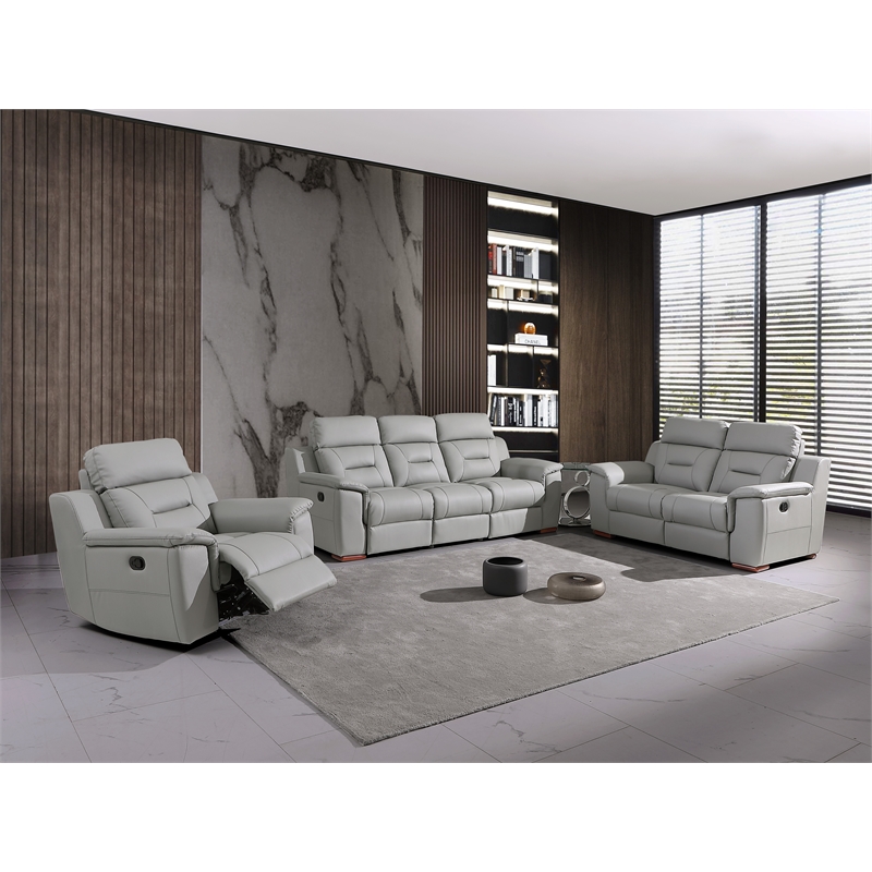 Titan Furnishings Modern Faux Leather Upholstered Sofa Set in Gray