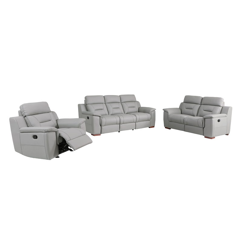 Titan Furnishings Modern Faux Leather Upholstered Sofa Set in Gray