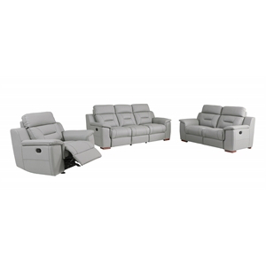 Titan Furnishings Modern Faux Leather Upholstered Sofa Set in Gray