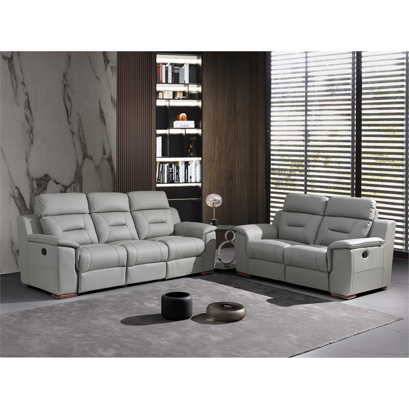 Titan Furnishings Modern Leather Upholstered Sofa and Loveseat Set in Gray