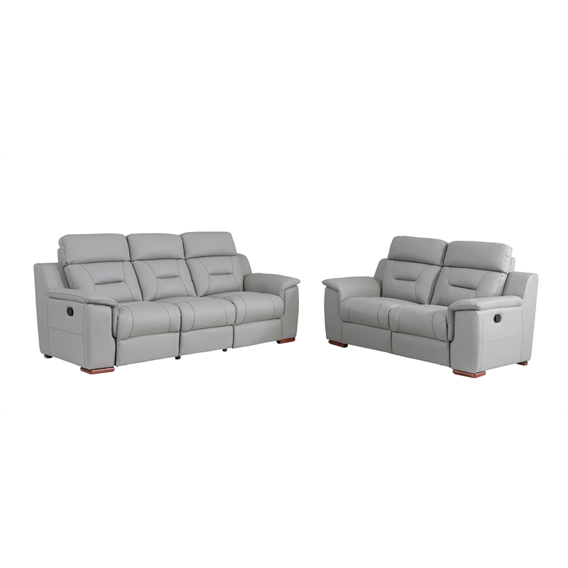 Titan Furnishings Modern Leather Upholstered Sofa and Loveseat Set in Gray