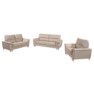 titan furnishings modern faux leather upholstered sofa set - beige