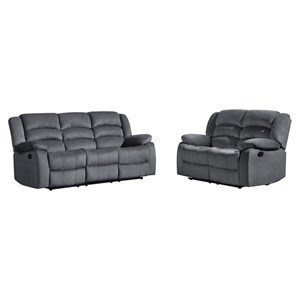 Titan Furnishings Microfiber Fabric Upholstered Sofa and Loveseat in Gray