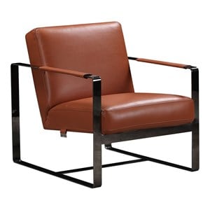 Titan Furnishings 28&quot Modern Genuine Italian Leather Accent Chair in Brown