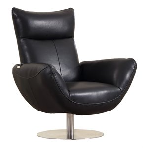 Titan Furnishings 22&quot Modern Genuine Italian Leather Lounge Chair in Black
