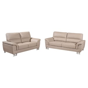 titan furnishings modern faux leather upholstered sofa and loveseat in beige
