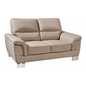titan furnishings modern faux leather upholstered loveseat in beige