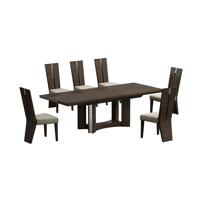 Titan Furnishings Modern Lacquer Wood Dining Table in High Gloss Gray