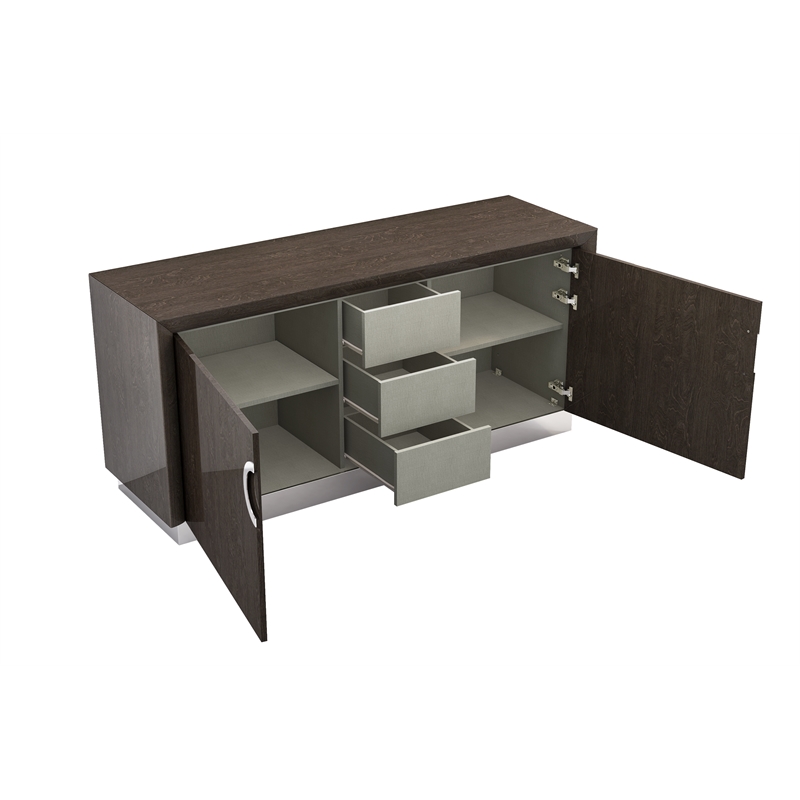 Titan Furnishings Modern Lacquer Wood Dining Table in High Gloss Gray