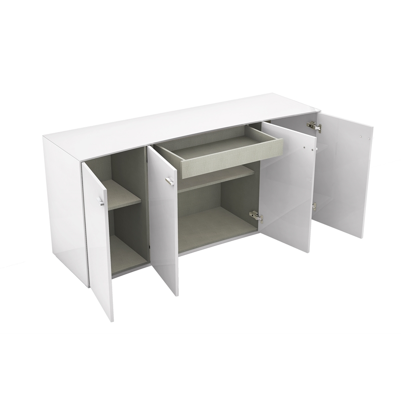 Titan Furnishings Modern Lacquer Wood Buffet in High Gloss White