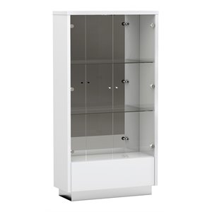titan furnishings lacquer wood vetrine curio cabinet in high gloss white