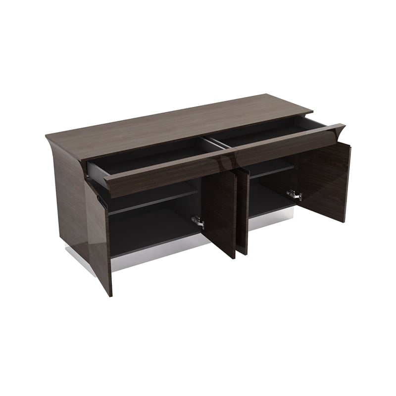 Titan Furnishings Modern Lacquer Wood Buffet in High Gloss Brown Wenge