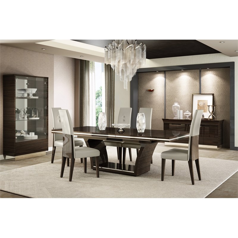 Titan Furnishings Lacquer Wood Dining Table and 6-Chair Set in Brown Wenge