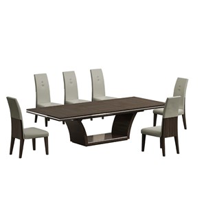 Titan Furnishings Lacquer Wood Dining Table and 6-Chair Set in Brown Wenge