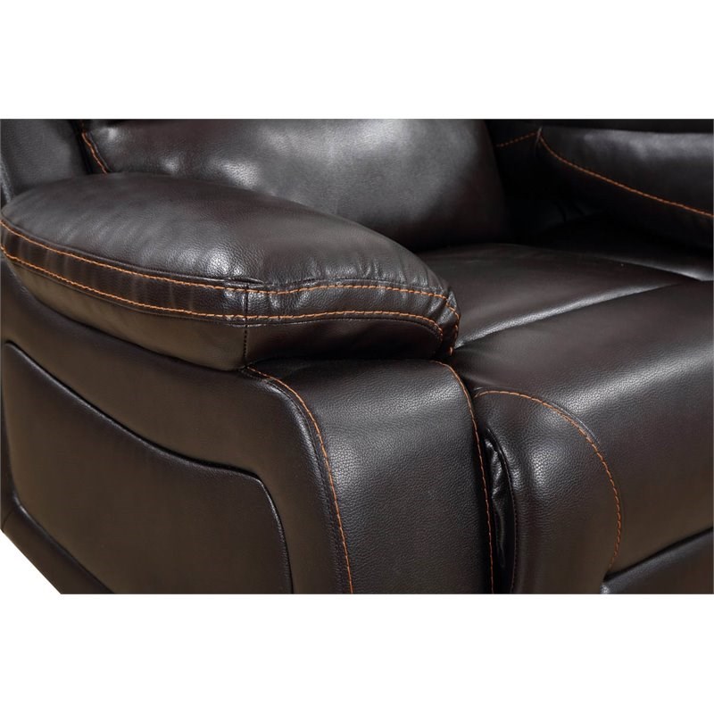 Titan Furnishings Transitional Faux Leather Console Loveseat in Brown