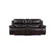 Titan Furnishings Transitional Faux Leather Console Loveseat in Brown