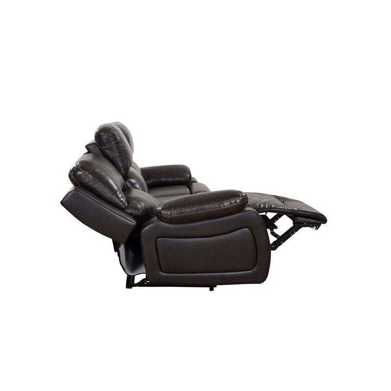 Titan Furnishings Transitional Faux Leather Console Loveseat in Brown