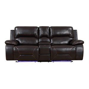 titan furnishings leather air power reclining console loveseat