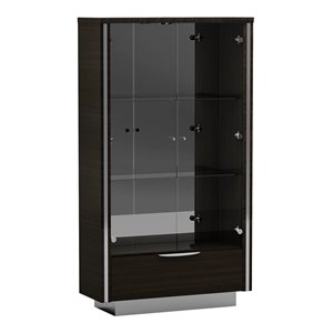 titan furnishings modern lacquer wood vetrine curio cabinet in black wenge