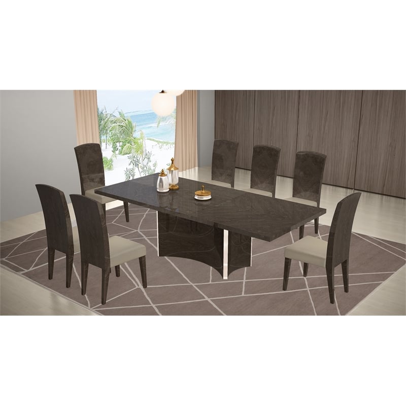 Titan Furnishings Modern Contemporary Gray Glossy Finish Dining Table.