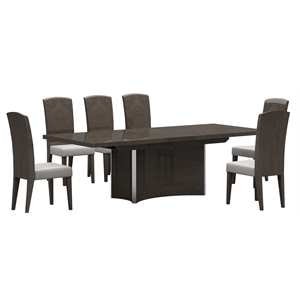 Titan Furnishings Lacquer Wood Dining Table and 6-Chair Set in Gray