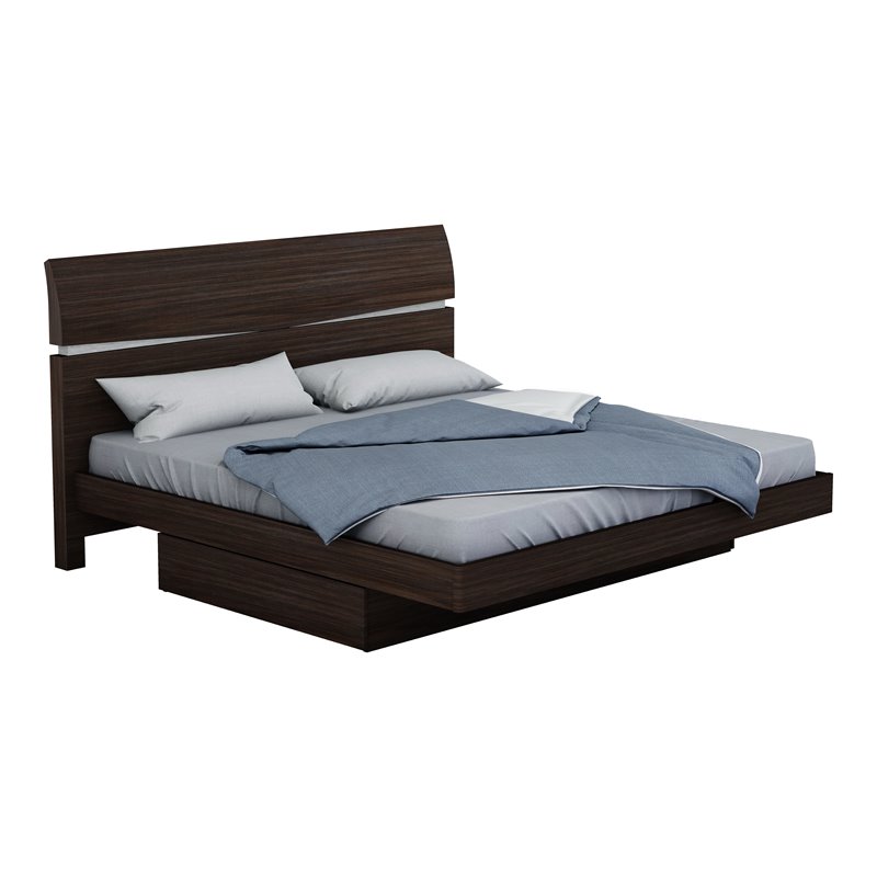 Titan Furnishings Grand Modern Lacquer Wood Queen Bed in Black Wenge