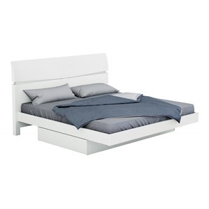 Titan Furnishings Grand Modern Lacquer Wood California King Bed in White