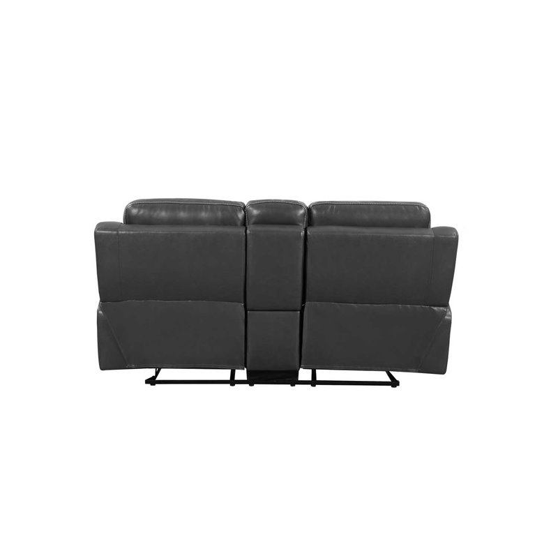 Titan Furnishings Transitional Faux Leather Console Loveseat in Gray