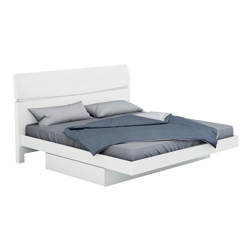 Titan Furnishings Grand Modern Lacquer Wood Queen Bed in White
