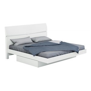 Titan Furnishings Grand Modern Lacquer Wood Queen Bed in White
