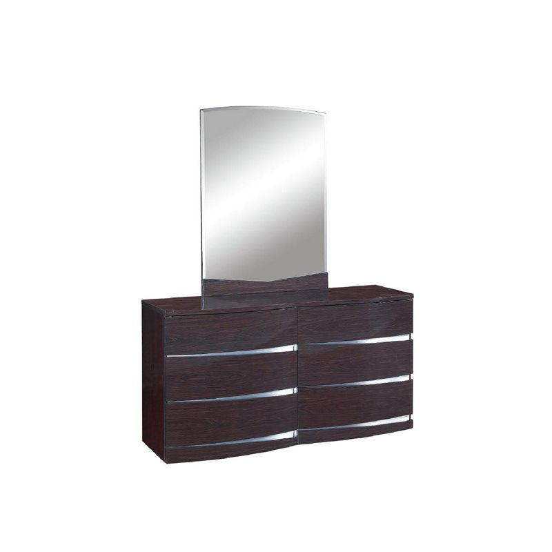 Titan Furnishings Grand Modern Lacquer Wood Dresser in Gloss Black Wenge