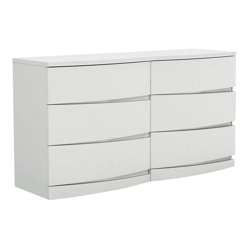 Titan Furnishings Grand Modern Lacquer Wood Dresser in Gloss White