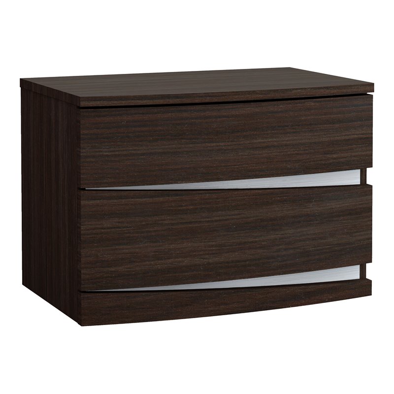 Titan Furnishings Grand Modern Lacquer Wood Nightstand in Gloss Black Wenge