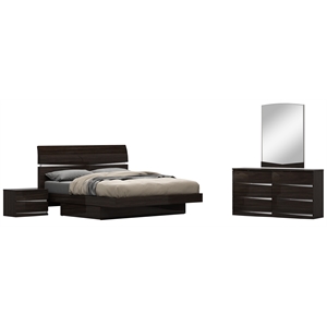 Titan Furnishings Grand 4-Piece Wood Eastern King Bedroom Set in Black Wenge
