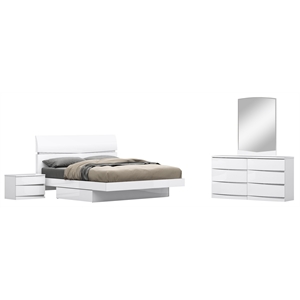 Titan Furnishings Grand 4-Piece Wood Eastern King Bedroom Set in White