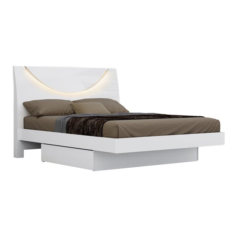 Titan Furnishings Polo Modern Lacquer Wood Eastern King Bed in Gloss White