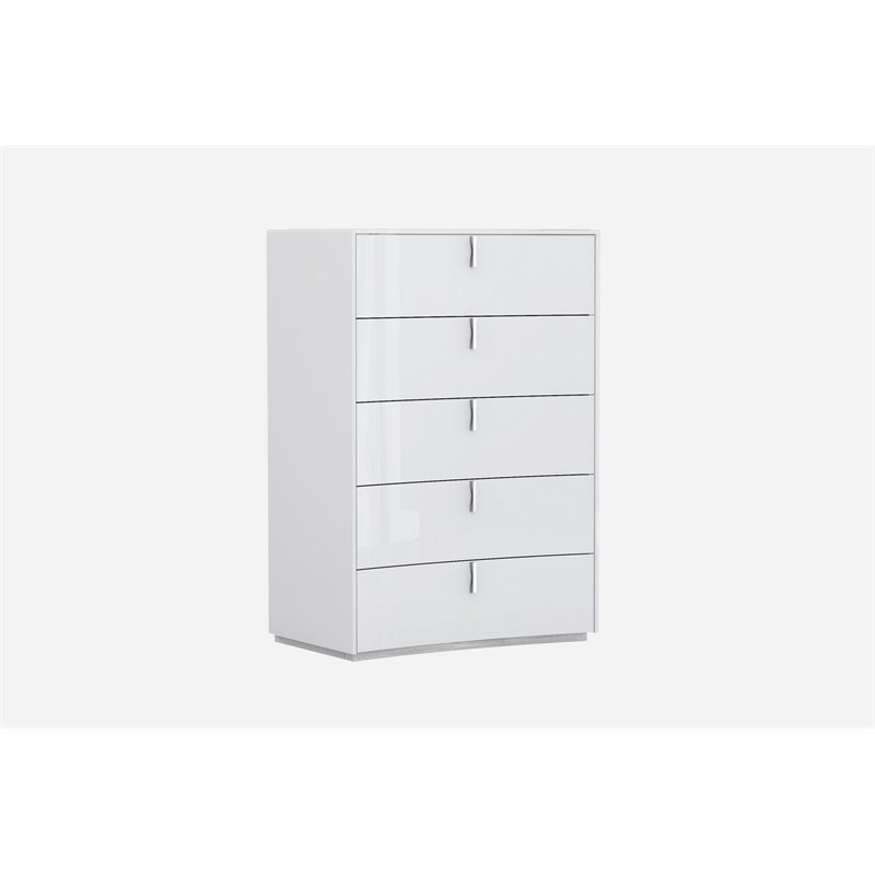 Titan Furnishings Polo Modern Lacquer Wood Chest in High Gloss White